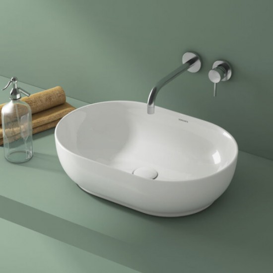 Επικαθήμενος Νιπτήρας Μπάνιου Πορσελάνης Soncera Nexa 55x33cm 210000027 Λευκός