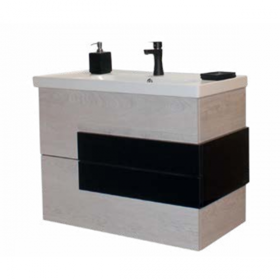 Έπιπλο Μπάνιου Επιδαπέδιο Zeus Off White/Black Glossy 70cm Chrisart