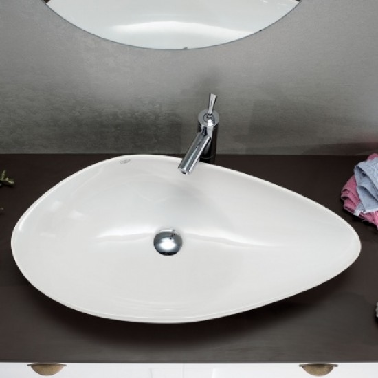 Επικαθήμενος Νιπτήρας Πορσελάνης 75x38cm Cerastyle Olive 071300 Λευκό Επικαθήμενος Νιπτήρας Πορσελάνης 75x38cm Cerastyle Olive 071300 Λευκό