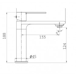 Μπαταρία νιπτήρα Orabella Elegance 10242 Chrome (Χρωμέ) Τετραγωνισμένη Ύψους 18,8 εκ.