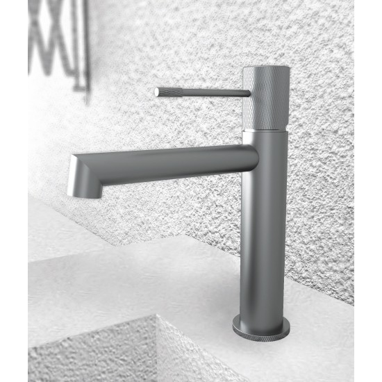 Μπαταρία Νιπτήρος Orabella Terra 10181 Gun Metal Με Βαλβίδα Clic Clac