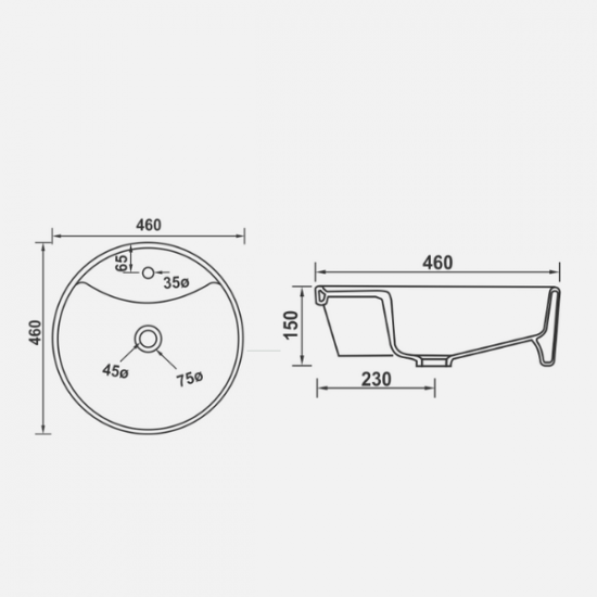 Επικαθήμενος Νιπτήρας Μπάνιου Πορσελάνης Soncera Origio 46Χ46εκ. 210000017 