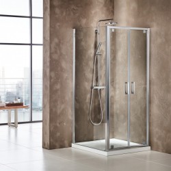 Καμπίνα Ντουζιέρας Axis Twin Pivot Clean Glass P2X80C-100 με 2 ανοιγόμενα φύλλα 77-81x185cm Chrome