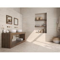 Πλακάκι Vecchio Cream Ματ 60x120 cm Απομίμησης Πέτρας Τραβερτίνο Ανοιχτό Μπεζ