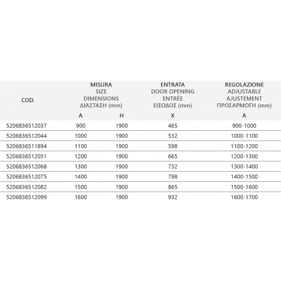 Καμπίνα από Τοίχο σε Τοίχο με Διάφανο Κρύσταλλο Penta 300 Χρωμέ Karag 100x190 cm