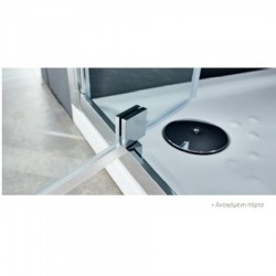 Πόρτα Ντουζιέρας Με 1 Ανοιγόμενο Φύλλο Devon Flow Pivot 94-97x195cm Clean Glass Chrome PF90C-100