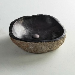 Επικαθήμενος Νιπτήρας Πέτρινος Fossil Vero Riverstone RV60 Μαύρος Ø50-60cm