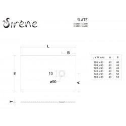 Ντουζιέρα Παραλληλόγραμμη Από Χυτό Μάρμαρο Sirene Slate S14080-401 140x80x2,4 cm Black matt