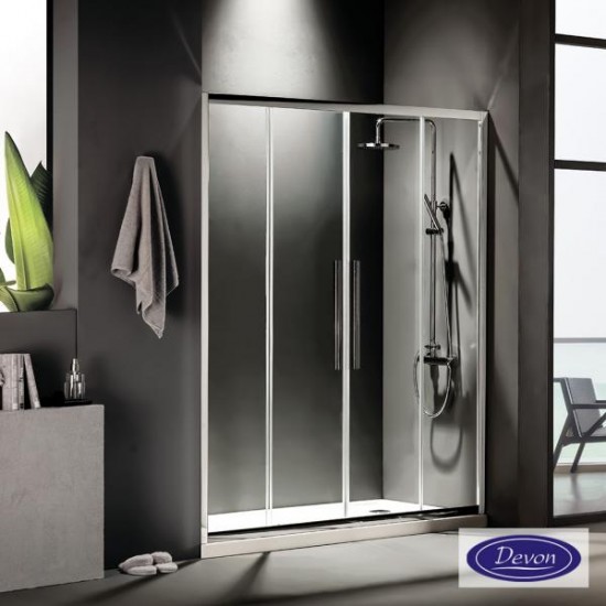 Ευθύγραμμη Καμπίνα Ντουζιέρας Devon Flow Slider 2+2 181-184 x 195cm Clear Glass Χρωμέ