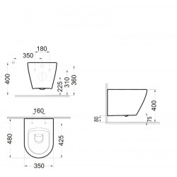 Λεκάνη Κρεμαστή Bianco Ceramica Vito VT01000-300 με Απλό Κάλυμμα Αντιβακτηριακό Βακελίτη