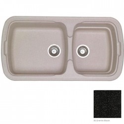 Ένθετος Νεροχύτης Γρανιτένιος Συνθετικός Sanitec 305 Classic 96x51 με 2 Ανισομερείς Γούρνες Granite Black