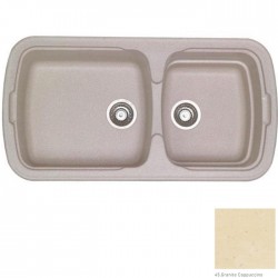 Ένθετος Νεροχύτης Γρανιτένιος Συνθετικός Sanitec 305 Classic 96x51 με 2 Ανισομερείς Γούρνες Granite Cappuccino