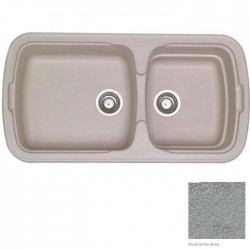 Ένθετος Νεροχύτης Γρανιτένιος Συνθετικός Sanitec 305 Classic 96x51 με 2 Ανισομερείς Γούρνες Granite Grey