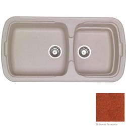 Ένθετος Νεροχύτης Γρανιτένιος Συνθετικός Sanitec 305 Classic 96x51 με 2 Ανισομερείς Γούρνες Granite Terracotta