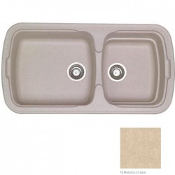 Ένθετος Νεροχύτης Γρανιτένιος Συνθετικός Sanitec 305 Classic 96x51 με 2 Ανισομερείς Γούρνες Metallic Cream