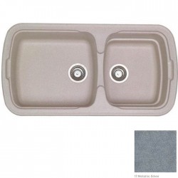 Ένθετος Νεροχύτης Γρανιτένιος Συνθετικός Sanitec 305 Classic 96x51 με 2 Ανισομερείς Γούρνες Metallic Silver