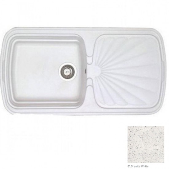 Ένθετος Νεροχύτης Γρανιτένιος Συνθετικός Sanitec 306 Classic 97x51 Granite White