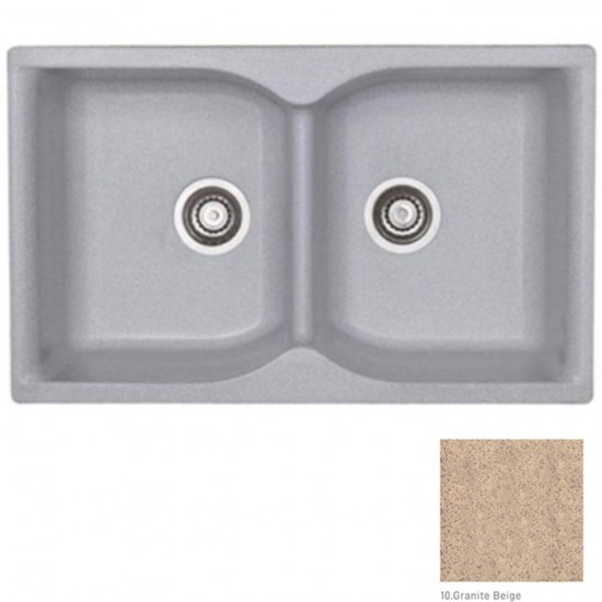 Νεροχύτης Ένθετος Γρανιτένιος Sanitec Classic 322 ( 81x50cm) με 2 Ισομερείς Γούρνες Granite Beige