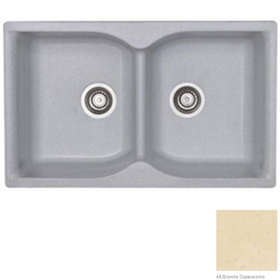 Νεροχύτης Ένθετος Γρανιτένιος Sanitec Classic 322 ( 81x50cm) με 2 Ισομερείς Γούρνες Granite Cappuccino