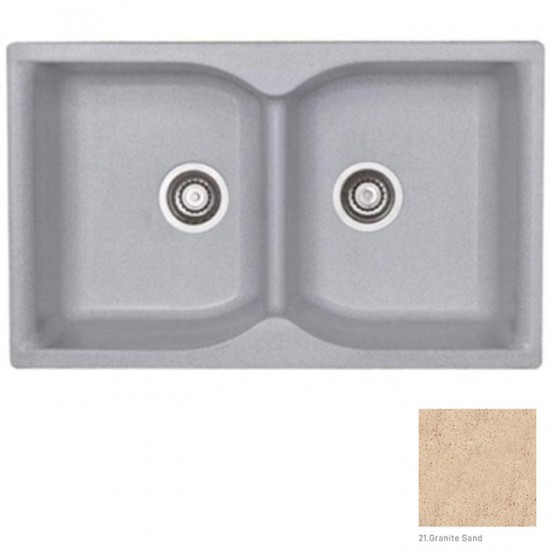Νεροχύτης Ένθετος Γρανιτένιος Sanitec Classic 322 ( 81x50cm) με 2 Ισομερείς Γούρνες Granite Sand