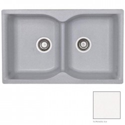 Νεροχύτης Ένθετος Γρανιτένιος Sanitec Classic 322 ( 81x50cm) με 2 Ισομερείς Γούρνες Metallic Ice