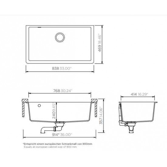 Υποκαθήμενος Νεροχύτης 83,8x46.9cm Schock Cristadur Mono 15090U-1302 Polaris (Λευκό)