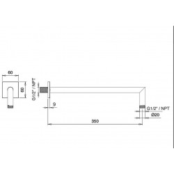 Τετράγωνη Κεφαλή Ντουζ 30x30cm Almar Emotion με βραχίονα 35cm E044043-110 και R50802-110 Inox 