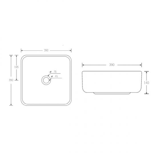Επικαθήμενος Νιπτήρας Μπάνιου Πορσελάνης Λευκό - Μαύρο Soncera Sofi 39x39cm 210000012 