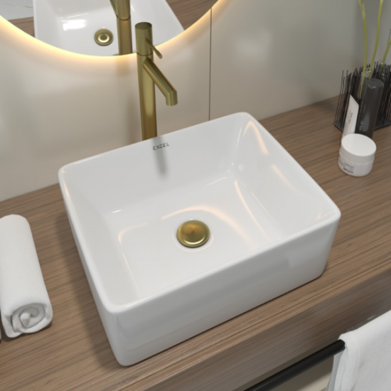 Επικαθήμενος Νιπτήρας Μπάνιου Πορσελάνης Soncera Topaz 47,5x37cm 210000018 Λευκός