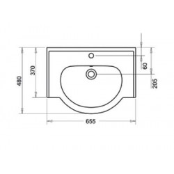 Νιπτήρας Επίπλου Πορσελάνης 65.5x48cm Tema Yak65 Λευκό