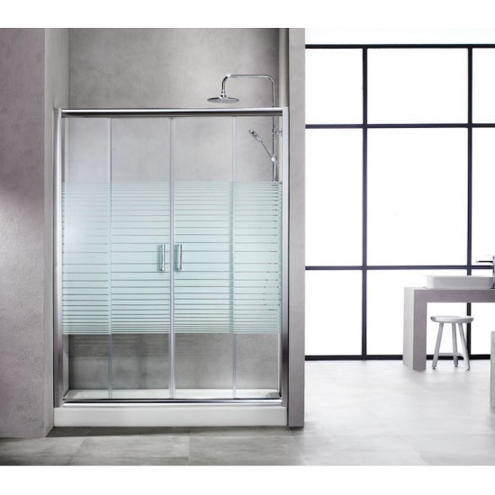 Καμπίνα Ντουζιέρας New Tema Ευθύγραμμη Με 4 Φύλλα Σεριγραφία 150Χ180 cm με Κρύσταλλο Ασφαλείας NT150S Χρωμέ