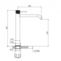 Μπαταρία Νιπτήρα Ψηλή με Βαλβίδα Teorema Lab 223411 Graphite