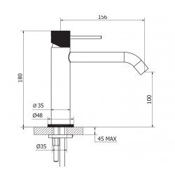 Μπαταρία Νιπτήρα με Βαλβίδα Teorema Lab 223511 Graphite