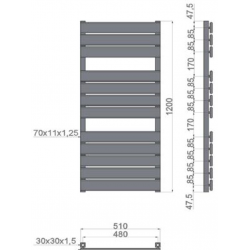 Θερμαντικό σώμα μπάνιου MARCELLO 116×510×1200mm KARAG Θερμαντικό σώμα μπάνιου MARCELLO 116×510×1200mm KARAG
