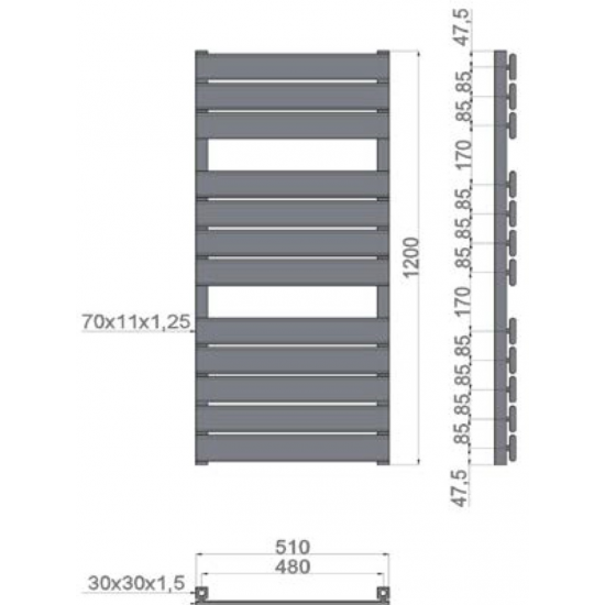 Θερμαντικό σώμα μπάνιου MARCELLO 116×510×1200mm KARAG