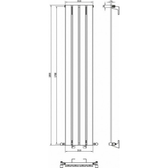 Θερμαντικό Σώμα Μπάνιου Karag MARCELLO Χρωμέ 91×310×1800mm