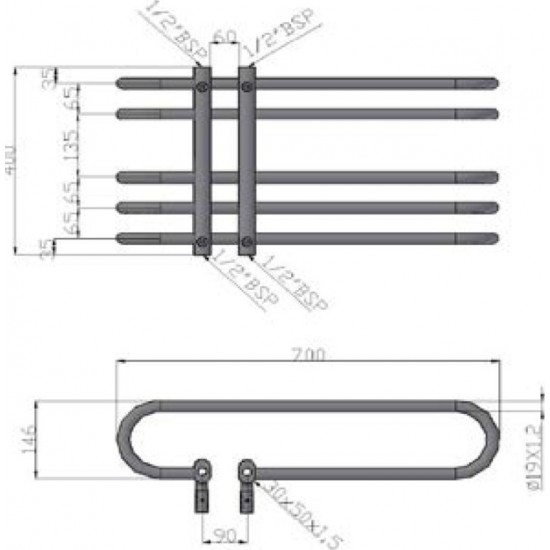 Θερμαντικό Σώμα Μπάνιου Χρωμέ DORA 180×700×400mm KARAG Θερμαντικό Σώμα Μπάνιου Χρωμέ DORA 180×700×400mm KARAG