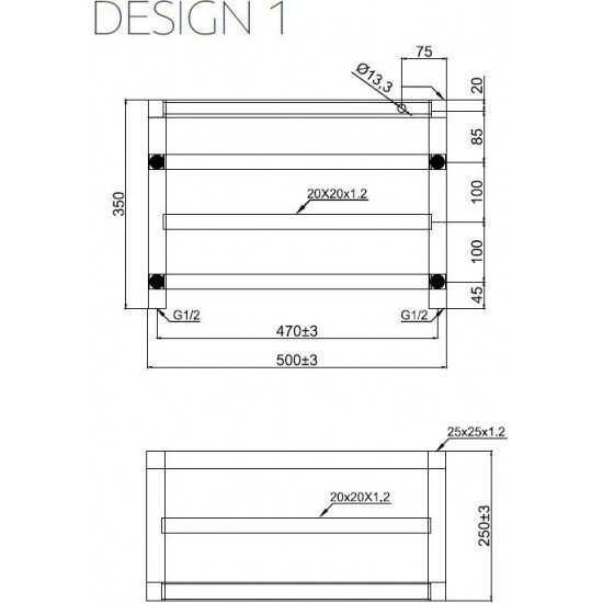 Θερμαντικό σώμα μπάνιου DESIGN 1 250×500×350mm KARAG Θερμαντικό σώμα μπάνιου DESIGN 1 250×500×350mm KARAG