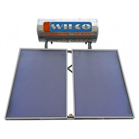 Hλιακός Θερμοσίφωνας Wilco 200lt/2x2 m²=4m² Glass Διπλής Ενέργειας με Eπιλεκτικούς Συλλέκτες Tιτανίου