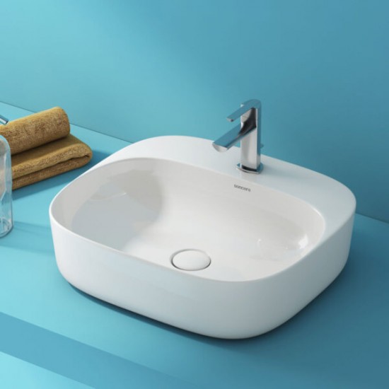 Επικαθήμενος Νιπτήρας Μπάνιου Πορσελάνης Soncera Tuli 45Χ40εκ. με Δυνατότητα Τοποθέτησης και ως Κρεμαστός 210000010 Λευκός