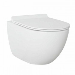 Λεκάνη Κρεμαστή Creavit Rim-Off  FE322 με Κάλυμμα Αντιβακτηριακό Duroplast slim Soft Close Πορσελάνης Λευκή 