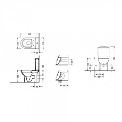 Λεκάνη Δαπέδου Serel Vela Rimless Χαμηλής Πίεσης Πορσελάνης Οριζόντιας Αποχέτευσης με Καζανάκι και Κάλυμμα Slim Soft-Close 674600SC-300 Λευκή