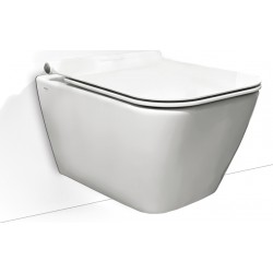 Λεκάνη Κρεμαστή Serel  Rita Rimless RT2600 52 εκ. Πορσελάνης Λευκή με Κάλυμμα Αντιβακτηριακό Βακελίτη Soft Close 