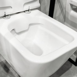Λεκάνη Κρεμαστή Serel  Rita Rimless RT2600 52 εκ. Πορσελάνης Λευκή με Κάλυμμα Αντιβακτηριακό Βακελίτη Soft Close 