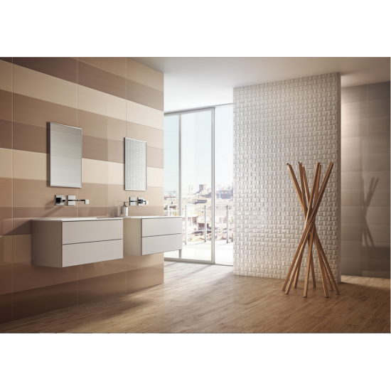 Πλακάκι Μπάνιου Linear Fango Decor (Καφέ) Decor 25x75 Γυαλιστερό