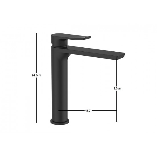 Μπαταρία Νιπτήρος Volcano Ψηλή Επιτραπέζια Μαύρη Ματ 10-44-5005