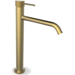 Μπαταρία Νιπτήρα Αναμεικτική Ψηλή Πάγκου για Επιτραπέζιο Νιπτήρα Ορειχάλκινη Armando Vicario Industrial Brushed Gold 512041-201 Χρυσή με Βαλβίδα Κλικ-Κλακ Χρυσή και Ματ Σαγρέ Καπάκι και Βάση