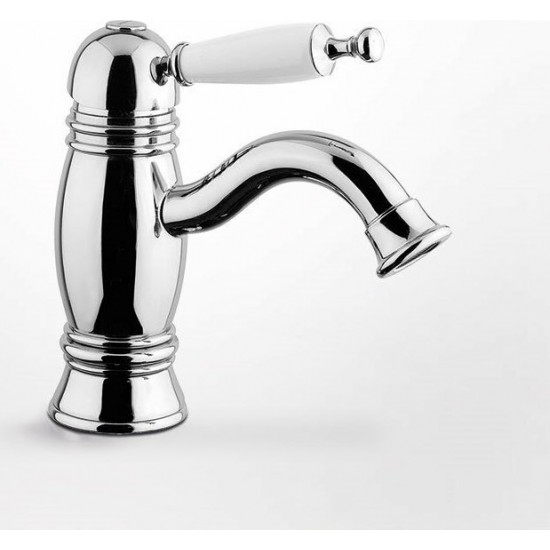 Μπαταρία Νιπτήρος Αναμεικτική Ορειχάλκινη Bugnatese Oxford 6319-100 Χρωμέ Vintage Ρετρό Με Αυτόματη Βαλβίδα Χρωμέ και Λευκό Πόμολο 