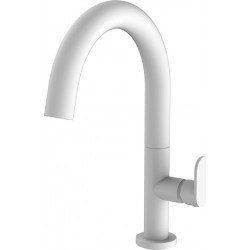 Μπαταρία Νιπτήρα Αναμεικτική Ψηλή Ορειχάλκινη Armando Vicario Slim White Matt 500040-300 Λευκό Ματ με Ψηλό Περιστρεφόμενο Ρουξούνι και Βαλβίδα Κλικ-Κλακ