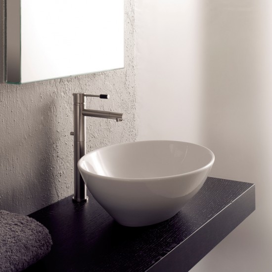 Νιπτήρας Μπάνιου Λευκός Πορσελάνης  Scarabeo Ovo 8011-300 41Χ33,5 εκ. Επικαθήμενος Οβάλ Χωρίς Τρύπα Υπερχείλισης και με Αντιμικροβιακή Επίστρωση